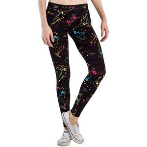 TIPSY ELVES Neon Paint Spatter Leggings Size Large